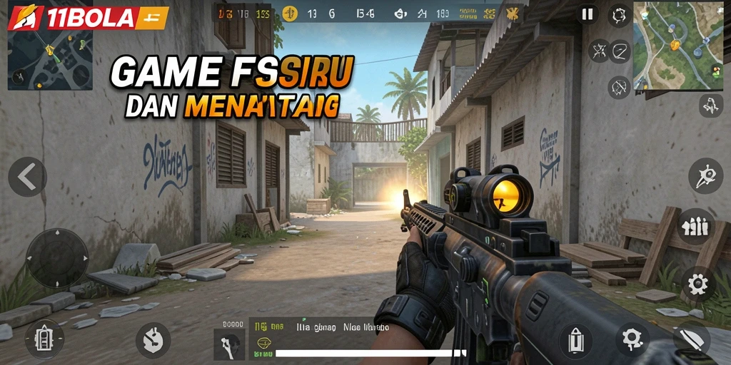 Screenshot gameplay 11BOLA yang menunjukkan aksi menembak yang mendebarkan.