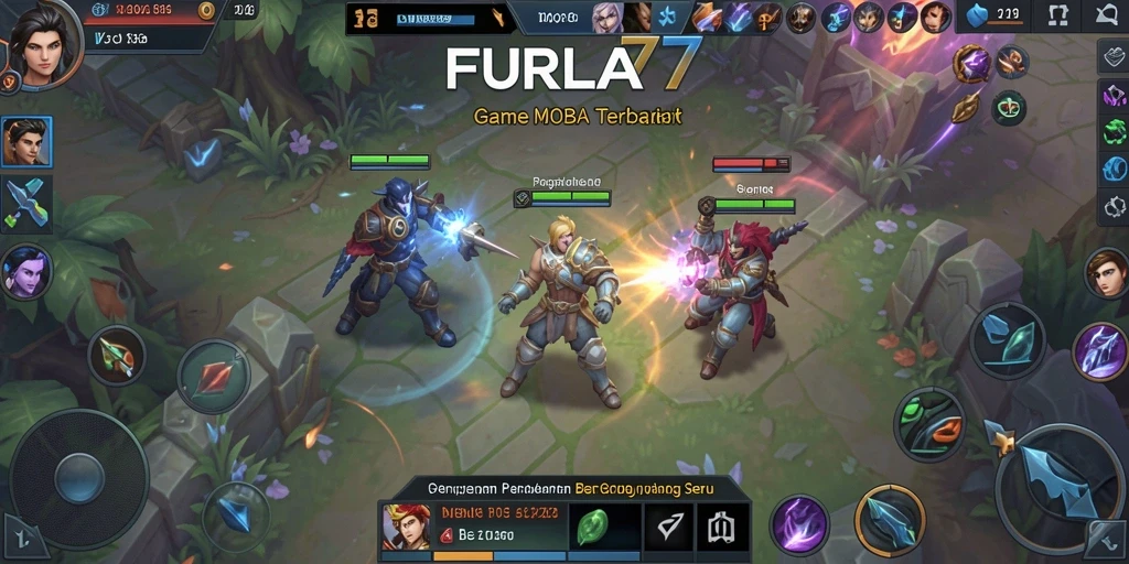 Screenshot gameplay FURLA77 dengan pertarungan seru di arena MOBA.
