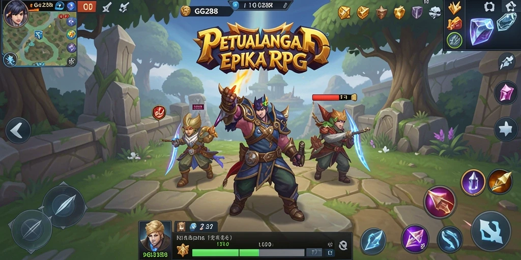 Tampilan gameplay RPG yang epik dan mendebarkan di GG288.