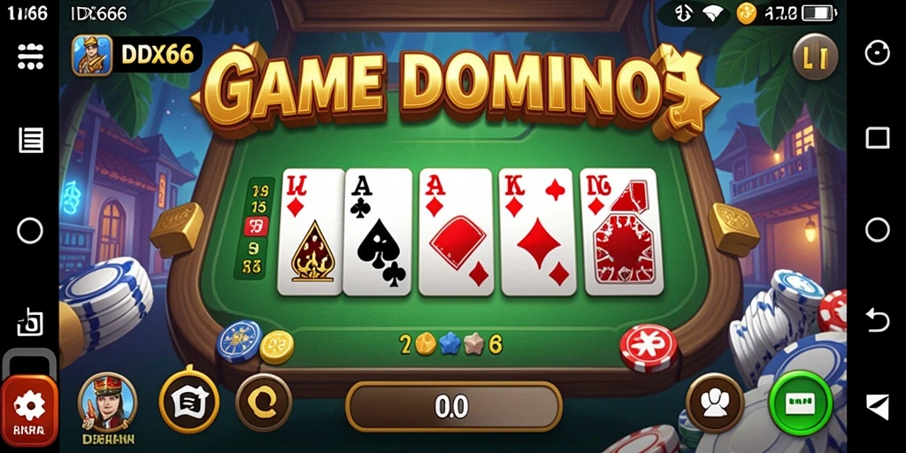 Tampilan gameplay seru dari aplikasi IDX66 Domino.