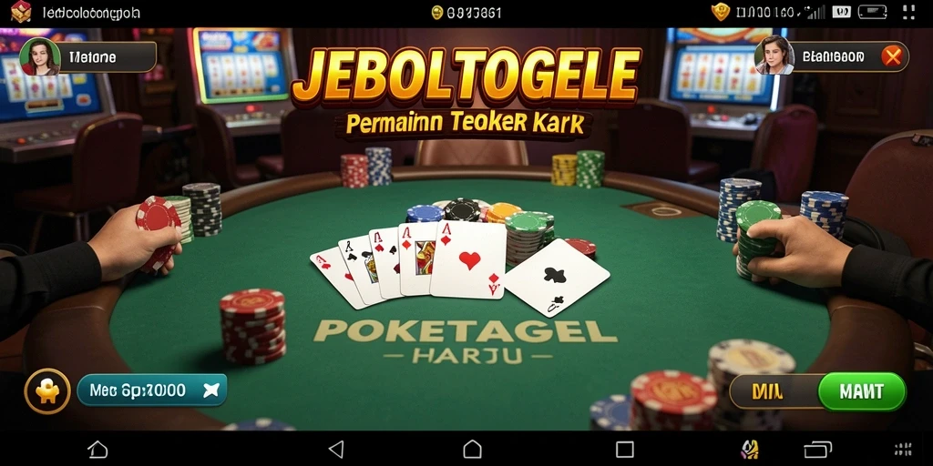 Screenshot gameplay JEBOLTOGEL menampilkan suasana Poker yang menegangkan.
