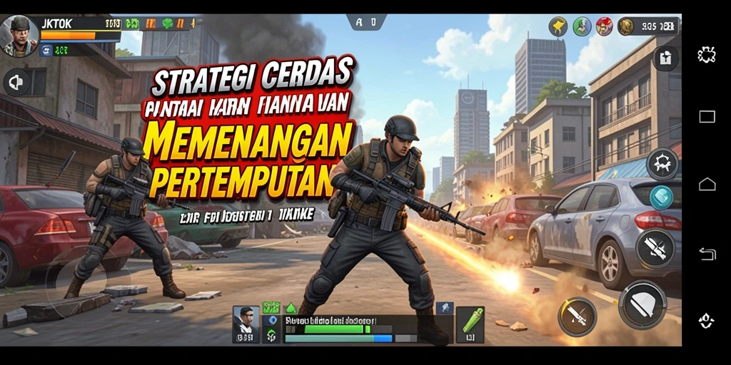 Screenshot utama JKTOK menunjukkan taktik pertempuran yang intens.