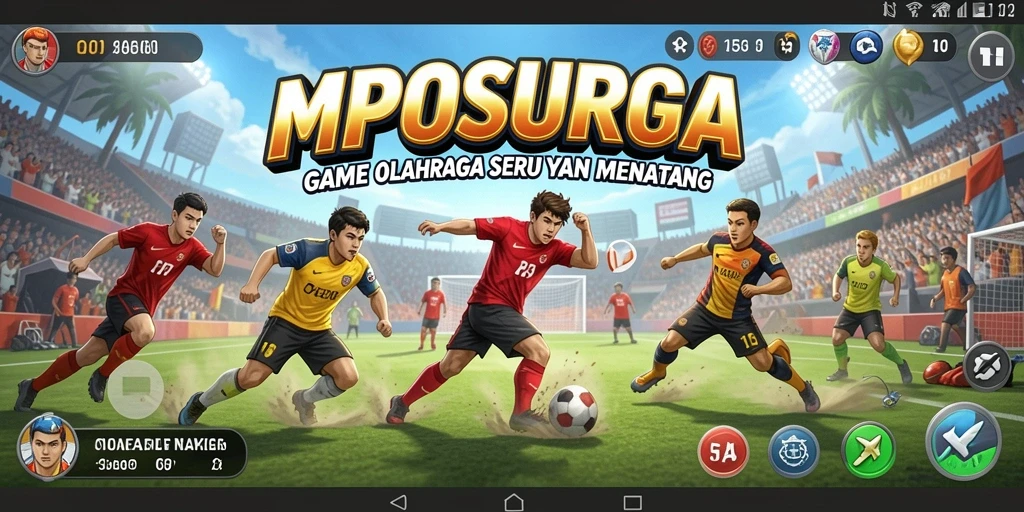 Screenshot gameplay MPOSURGA menampilkan aksi olahraga yang seru.