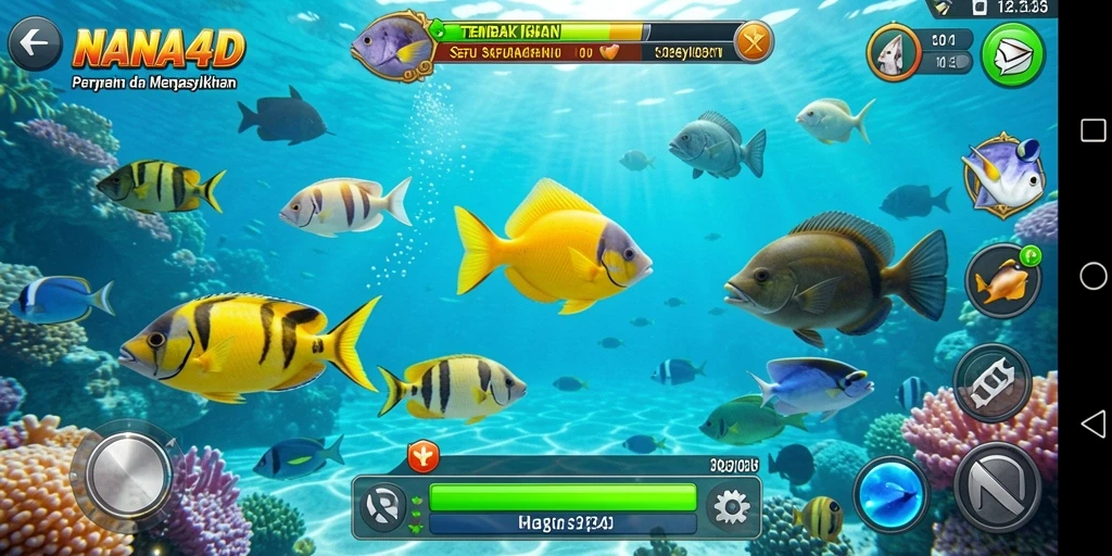Screenshot NANA4D menampilkan aksi seru dalam permainan tembak ikan.