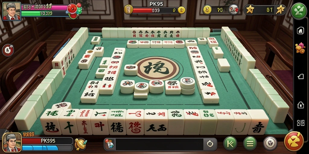 Tampilan gameplay PK95 yang seru dan menarik dalam permainan Mahjong.