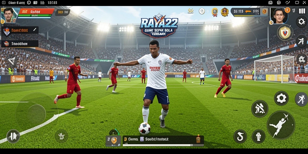 Tampilan gameplay RAYA22 yang menawan saat pertandingan sepak bola.