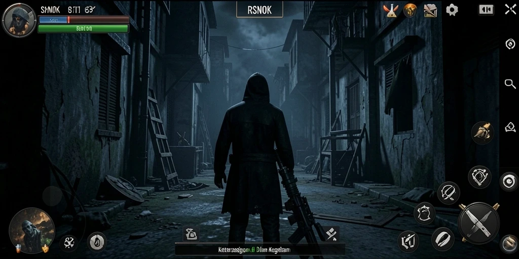 Gameplay RSNOK yang menakutkan dengan suasana gelap dan menegangkan.
