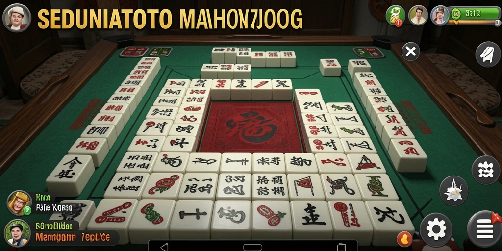 Tampilan gameplay SEDUNIATOTO dengan ubin Mahjong yang menarik.