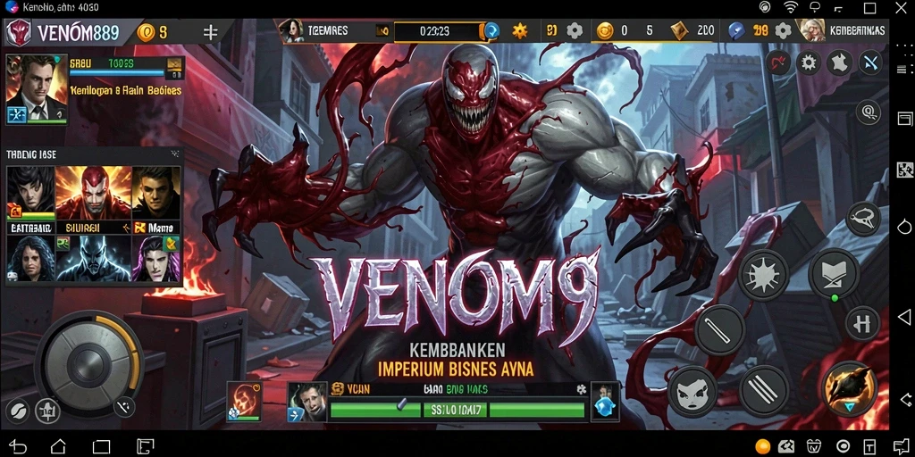 Tampilan gameplay menarik yang menggambarkan manajemen bisnis di VENOM889.
