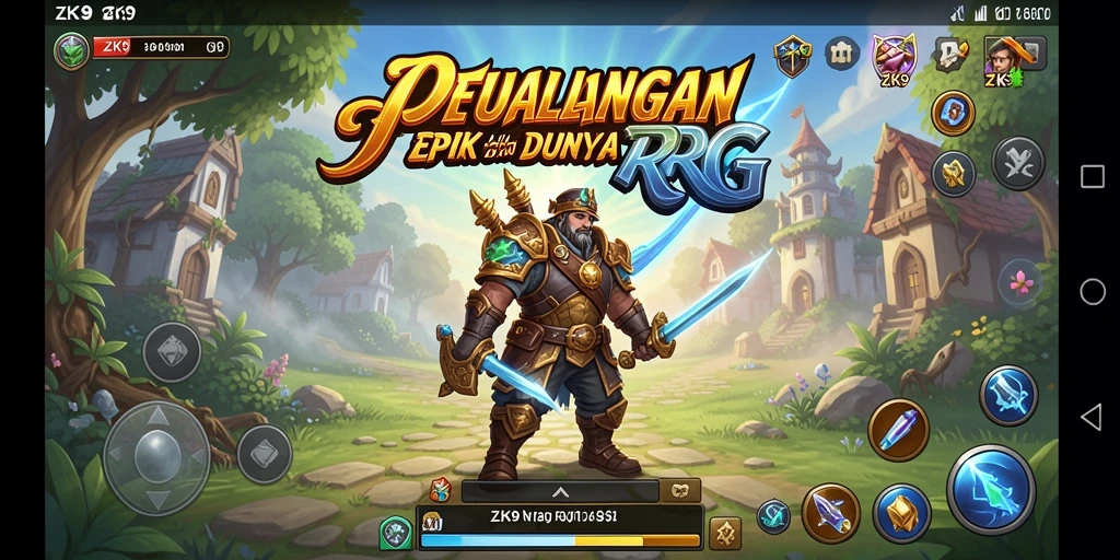 Screenshot ZK9 menampilkan karakter beraksi dalam pertempuran epik di dunia RPG.